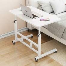 SOYTO Escritorio para Portátil, Escritorio para Laptop con Ruedas, Escritorio de pie móvil con Altura Ajustable, Fácil de Montar, Ideal para Oficina, Desayuno, café (80 x 40 cm, Blanco Cálido) - Blanco - Ver 8