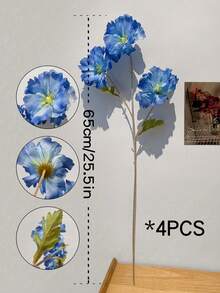 1pc Artificial 3-Head Water Lily Fake Flower, Suitable For Living Room Tabletop Decor, Gift For Ladies, Mothers, Friends, Floral Enthusiasts, DIY Decoration, Bedroom Decor, Wedding Decor, Bridal Bouquet, Artificial Flower - Blue - View 10