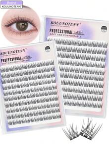KOUUNOTENN 120片C型卷翘自然款假睫毛嫁接套装，10毫米细款假睫毛，包含胶水、封层剂和睫毛夹，DIY家用假睫毛嫁接套装 - 黑色 - 查看 9