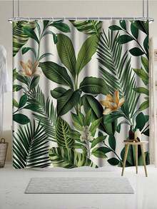 1pc Floral Digital Print Curtain, Polyester Curtain, Bathroom Shower Curtain, Partition Curtain