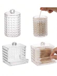 1/3 包装棉签收纳盒、化妆棉分配器、储物盒、化妆棉签架、牙线收纳盒，适用于浴室和梳妆台。 - 彩色 - 查看 7