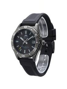 Reloj de buceo automático edición limitada del 75 aniversario de ORIENT - Resistente al agua 200m, esfera negra con luminiscencia, correa de goma - Negro - Ver 4