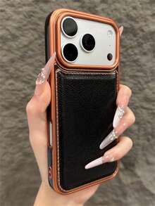Luxurious Personalized Electroplating Solid Color Pattern Phone Case Compatible With IPhone 17 Pro Max 17 16 15 14 13 12 11 Pro Max 14 15 16 Plus Shockproof Protective Cover - Black - View 23