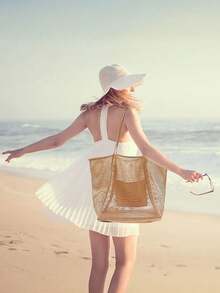 Mesh Tote Bag, Women's Handbag, Pocket/Bag, Makeup Bag, Casual Handbag, Foldable Women's Shoulder Bag, Suitable For Picnics, Waterproof, Foldable, Essential Bag, Multifunctional Shoulder Shopping Tote, Mesh Hollow Bag, Mesh Bag, Bathroom Storage Bag, Multifunctional Toiletry Bag, Bathroom Bag And Shoulder Tote - Multicolor - View 2