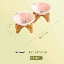 Ceramic Dog And Cat Bowl With Wooden Stand, Food And Water Bowl Non-Spill For Cats Dogs, Whisker Friendly And Dishwasher - 170ml - View 9
