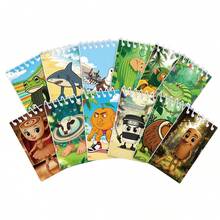 12件套新款山海经主题木制人偶迷你螺旋笔记本，学生学习记事本，便携，适合作为新年、情人节、复活节礼物 - 彩色 - 查看 5