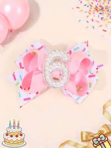 1个粉色“生日快乐”蝴蝶结发夹，1 2 3 4 5 6 7 8数字发夹，糖果发饰，女孩派对礼物。关注我们获取最新设计，享受8%折扣，DZBB - 彩色 - 查看 11