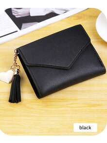 Cute Tassel Pendant Decor Wallet Faux Leather Multi-Functional Wallet Women Short Wallet Coin Purse Flap Card Case Envelope Bag For Women Wallet - 彩色 - 查看 7