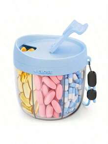 Portable Pill Dispenser Bottle, Vitamin Organizer With 7 Compartments, Holds Plenty Of Supplements With Anti-Mixing & Wide Openings Design, Easy To Retrieve Meds - 藍色 - 查看 13