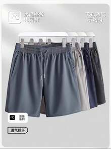 Kit Of 3 Men's Bermuda Shorts, Imported Men's Polyamide, Cool Silk Finish, Elastane, Casual, Quick-Drying. - Xám nhạt - Xem 7
