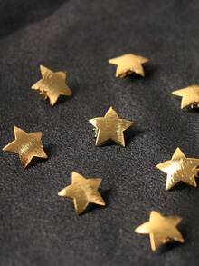 10pcs Eid Mubarak Gold Star Tassel Hair Accessories Set, Bohemian Cute Hip Hop Hair Clips, Star Moon Combination, Eid Gift, Party Hair Rings & Braids - Gold - View 4