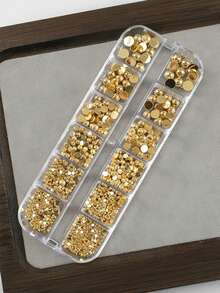 一套混合半圆钢珠，用于DIY金银双色美甲装饰，适合各种场合。美甲用品 - 彩色 - 查看 10