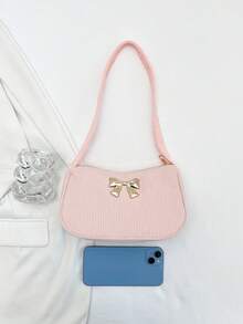 Bolso de hombro ligero y casual de unicolor, adecuado para el uso diario de las mujeres en primavera y verano - Rosa - Ver 3