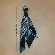 1pc Hip Hop Hiphop Cashew Flower Bandana Waist Chain Pants Hanging Decoration, Unisex Street Fashion Accessory - Black and White - View 13
