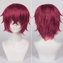 Karida 14-Inch Synthetic Fiber Cosplay Wig With Bangs, Layered Straight Hair, Unisex Cosplay Wig, High Density, Natural-Looking Cosplay Wig For Men And Women