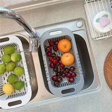 1pc Multifunctional Foldable Drain Basket, Suitable For Sink Use. It Is A Versatile Fruit & Vegetable Draining Tool, Fruit & Vegetable Storage Device, And Dish Rack. It Is An Effective Kitchen Utensil For Meal Preparation. - Multicolor - View 2