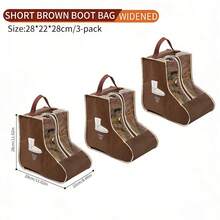 1个/2个/3个旅行鞋袋，靴子收纳袋，防尘踝靴保护袋带提手，便携式防水短靴，男女鞋履收纳整理袋（踝靴） - 棕色 - 查看 13