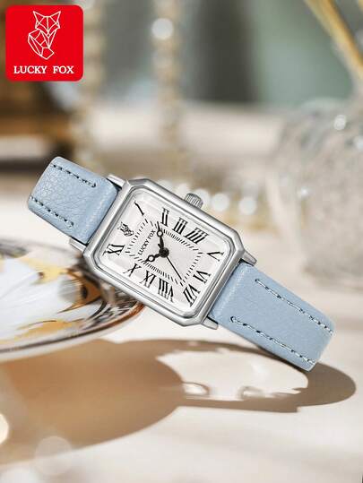  1pc LUCKYFOX Zinc Alloy Vintage Quartz Square Dial Leather Strap Watch, Casual For Youth & Students, Suitable For Daily Life