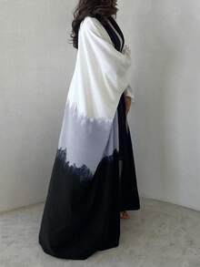 Áo khoác cardigan tay dài kiểu cánh dơi hiện đại, chất liệu vải dệt không co giãn, họa tiết nhuộm tie-dye thời trang. - màu đen - Xem 2