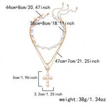 Vintage Faux Pearl Multi-Layer Women's Necklace, Beaded Choker Y-Necklace, Suitable For Beach, Daily Wear, Festivals, Women's Gift - Gold - View 2