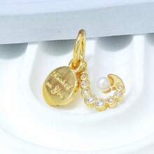 1pc Classic Sparkling Love Stamp Pendant, 4.5mm Hole Diameter, Charm Accessory Compatible With Snake Chain Bracelet, DIY Jewelry, Suitable For Daily Wear - Gold - View 2