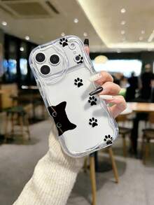 奶油色波浪边亮面猫爪彩绘防摔手机壳，兼容 17 Pro/17 Air/17/17 Pro Max/16/11/16 Pro/16 Plus/16 Pro Max/16 e/15 Pro Max/13/14/12/XS/XR/7G/8P，兼容三星 Galaxy S25/S25 Plus/S25 Ultra/A16/A36/A26/A56/A50，兼容小米 11/12 Pro/12/12 X/13 Pro/14 Pro/15 Pro，兼容 Redmi 10/9/Note9/12c/Note11 Pro/Note8 Pro - 彩色 - 查看 1