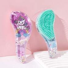 1pc Transparent Detangling Comb With Massage Function, Long Handle Pet Brush, Pet Grooming Brush, Suitable For Spring, Summer, Autumn, Winter - Multicolor - View 3