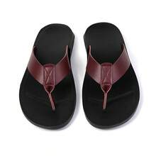 Men's Comfortable Casual Flip Flops, Fashionable Durable Lightweight Versatile Summer Sandals - Red-brown - View 6