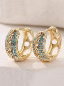 1对女士优雅仿绿松石圈形耳环，波西米亚风，饰以仿绿松石珠子，情人节礼物，派对及生日礼物 - 耳環 - 查看 5