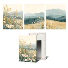 3幅墙面艺术海报（可选画框）/ 带框三联旅行主题山地雏菊野花风景画，3幅儿童房墙面装饰，大型野花客厅装饰，即时数字下载，带框墙面艺术品（由于光线、显示器等原因，可能存在轻微色差） - 彩色 - 查看 17