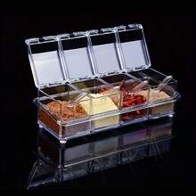 4pcs Transparent Spice Storage Containers Set With Spoons, Crystal Spice Rack For Pepper And Other Seasonings - View 10
