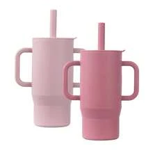 1个婴儿硅胶水杯，便携式饮水杯，专为幼儿学习设计，带手柄，防漏防呛，适合婴儿使用，多种颜色可选，容量180毫升/0.5盎司