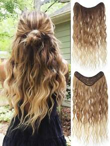 24-Inch Mixed Brown & Gold Synthetic Hair Extensions With BB Clips, 5 Clips Included, Suitable For Women, Heat Resistant Protein Fiber High-Quality Clip-In Hair Extensions - Multicolor - View 10