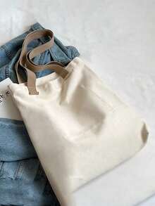 Casual Book Bag - Simple Large Capacity - Versatile Women's Tote And Shoulder Bag - Beige - View 5