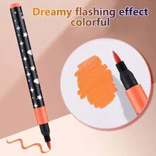 48/24/36/12支装全新纯色闪光笔套装，软毛笔头书法笔，不褪色珠光闪光笔，彩色荧光笔，适用于绘画、圣诞涂鸦、圣诞/新年礼物、返校用品、办公文具 - 彩色 - 查看 2