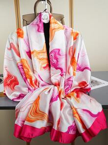 1pc New Fashion Printed Scarf, Luxury Shawl 85*180CM, Women's Silk Scarf, Versatile Shawl, Outdoor Long Scarf, Suitable For All Seasons - Multicolor - View 6