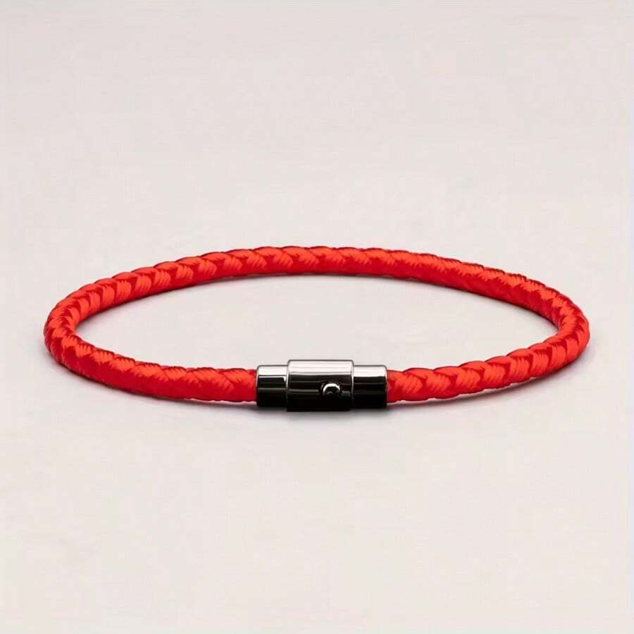 1pc Men's Braided Rope Bracelet, Men's Red String Bracelet, Magnetic Couple Bracelet, Father's Day Gift - Multicolor - View 1