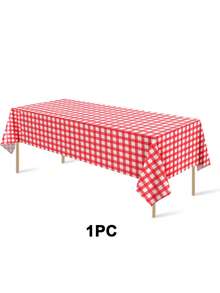 1/6/12 Stück 137*274cm rot-weiß karierte Kunststoff Tischdecke, Einweg-Rot-Weiß-Karo Tischdecke, geeignet für Picknick, Bauernhof, Geburtstag, Hochzeit rechteckige Party Tischdecke - Verschiedenfarbig - Übersicht 7