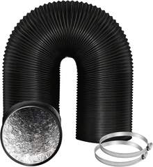 Ø150mm PVC/Aluminum Flexible Exhaust Pipe With 2 Stainless Steel Hose Clamps For Portable Air Conditioners, Dryers, Exhaust Fans, Range Hoods, Ventilation Systems, Black, 1m, 2m, 3m, 5m - 黑色 - 查看 2