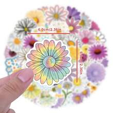 55张雏菊贴纸 - 非常适合装饰您的日记本、剪贴簿、派对用品、水瓶、电脑、汽车、行李箱、手工卡片装饰、笔记本电脑、平板电脑贴纸等等！ - 彩色 - 查看 2