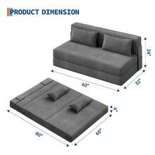 Sofá Cama Plegable Grande de Pana Multifunción se Convierte en Cama Individual o Sillón Cama Futón para Espacios Pequeños - Gris Oscuro - Ver 3