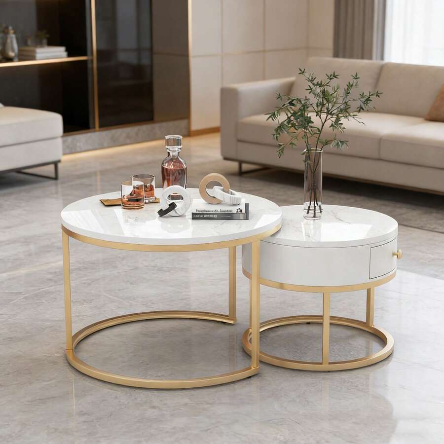 Coffee Tables - Gloss White + MDF - View 1