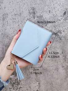 Cute Tassel Pendant Decor Wallet Faux Leather Multi-Functional Wallet Women Short Wallet Coin Purse Flap Card Case Envelope Bag For Women Wallet - 彩色 - 查看 11