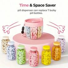 Portable Pill Dispenser Bottle, Vitamin Organizer With 7 Compartments, Holds Plenty Of Supplements With Anti-Mixing & Wide Openings Design, Easy To Retrieve Meds - 藍色 - 查看 1
