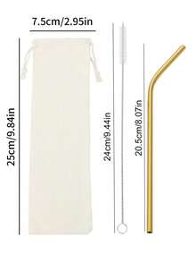 Stainless Steel Straw Set, Kitchen Supplies, Valentine's Day Gift, Wedding & Party Supplies, Educational Supplies - Gold - View 2