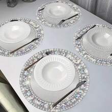 24/48 片，33 厘米餐垫，小菱形图案餐垫，一次性餐垫，适用于圣诞节、餐厅、生日、派对、宴会、咖啡馆、毕业派对。 - 彩色 - 查看 2