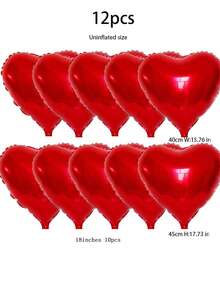 6 件/1 件红色心形气球，用于婚礼派对装饰，返校节情人节 - 紅色 - 查看 8