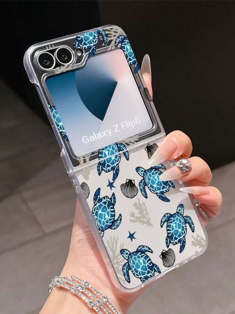1个时尚简约磨砂PC材质可爱海底世界海龟元素折叠手机壳，可保护手机并防止跌落：三星Galaxy Zflip 3/Zflip 4/Zflip 5/Zflip 6/Zflip 7/ Find N3 Flip/ Razr 50 Ultra/ Razr 60 Ultra/ Razr 60/ Razr 50/小米MIX Flip/Galaxy Z Flip7 FE - 無色 - 查看 10