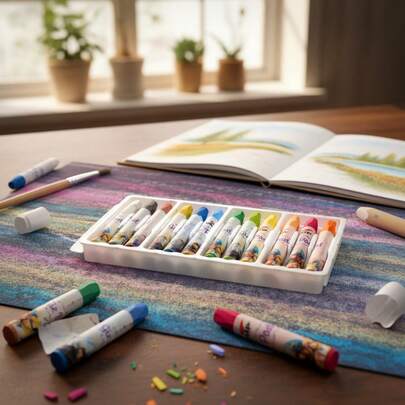 Giz Seco 12 Cores Pastel Macio Giz para Colorir Arte Giz Folha Preta Papelaria Volta as Aulas Material Escolar Giz Pofissional