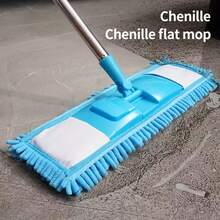 Household Chenille Cleaning Flat Mop, Rotatable Wet And Dry Mop, Used To Clean Wooden Boards, Tile Floors And Windows, Back-To-School Season.Halloween And Christmas Deep Cleaning - Blue - View 8